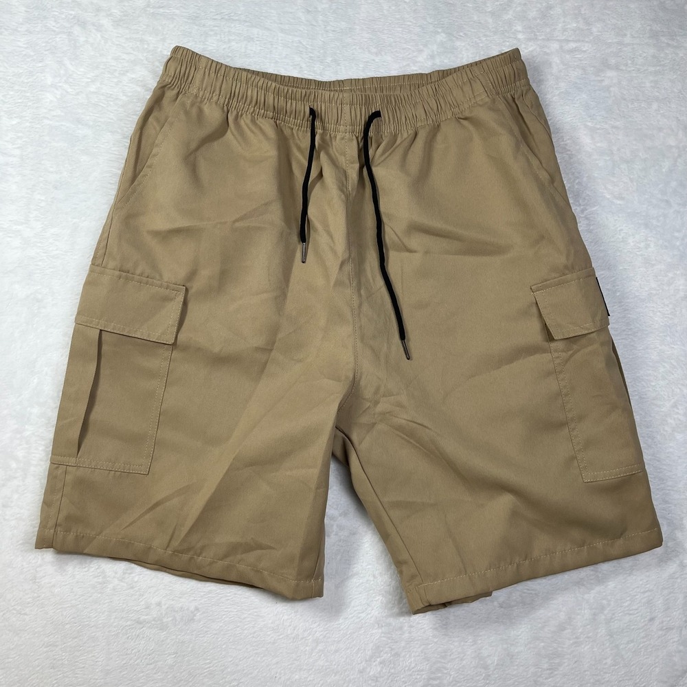 Fashion Cargo Shorts‎ Mens Medium Khaki Drawstring Performance Workwear Utility